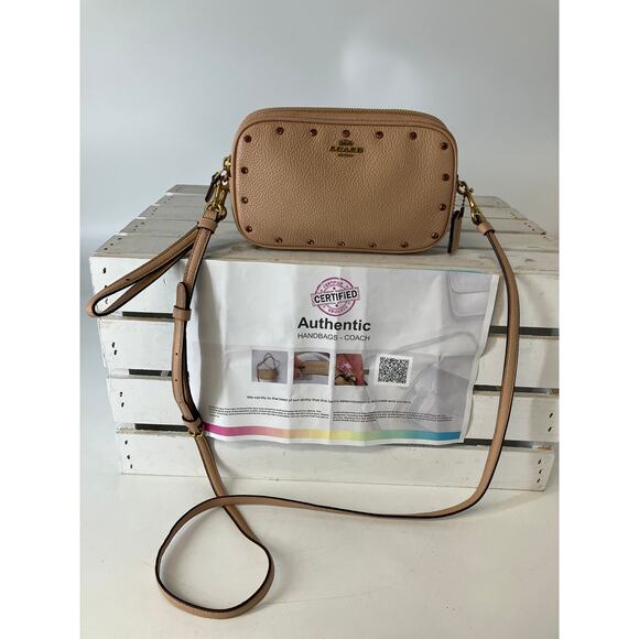 COACH SADIE 38931 PINK-NUDE LEATHER CROSSBODY, WRISTLET BAG - Picture 2 of 16